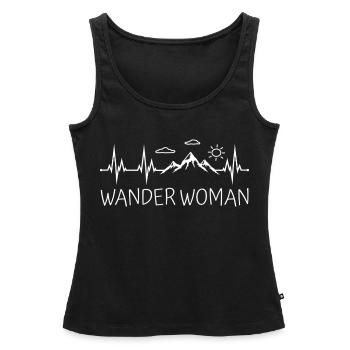 Wander Woman Herzschlag Wandern Berge Wanderwoman - Frauen Premium Organic Tank Top - Schwarz - Vorne - AI Model Female 172 light (172cm)