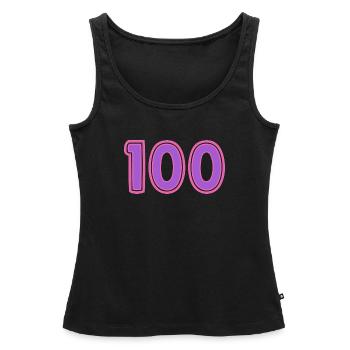 100. 100 ANS. 100e ANNIVERSAIRE - Débardeur bio Premium Femme - noir - Devant - AI Model Female 172 light (172cm)