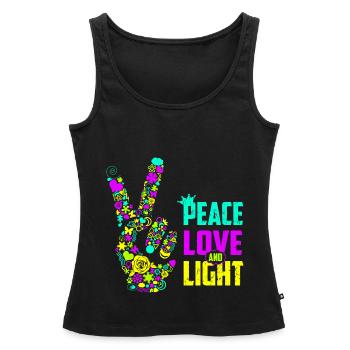 Peace Love Light Handzeichen Friedenssymbol Neon - Frauen Premium Organic Tank Top - Schwarz - Vorne - AI Model Female 172 light (172cm)