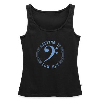 Bass Clef Blue - Symbole Musical Vintage - Débardeur bio Premium Femme - noir - Devant - AI Model Female 172 light (172cm)