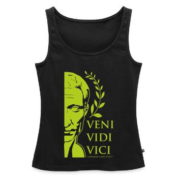 GRÜNER CAESAR - Frauen Premium Organic Tank Top - Schwarz - Vorne - AI Model Female 172 light (172cm)