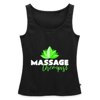 massage - Women’s Premium Organic Tank top - black - Front - AI Model Female 172 light (172cm)