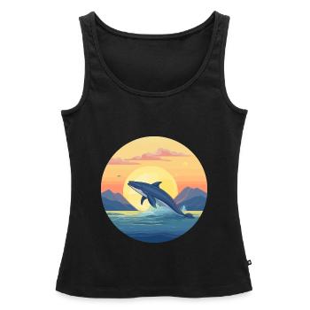 Blauwal Bunte Aquarell-Karikatur Kawaii Haustier - Frauen Premium Organic Tank Top - Schwarz - Vorne - AI Model Female 172 light (172cm)