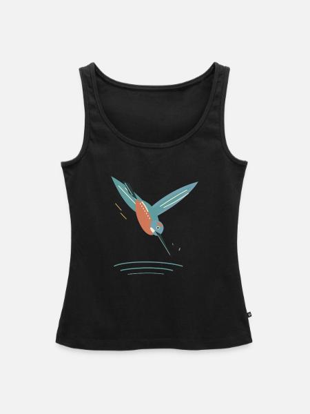 Tauchender Eisvogel über River Ripples - Frauen Premium Organic Tank Top - Schwarz