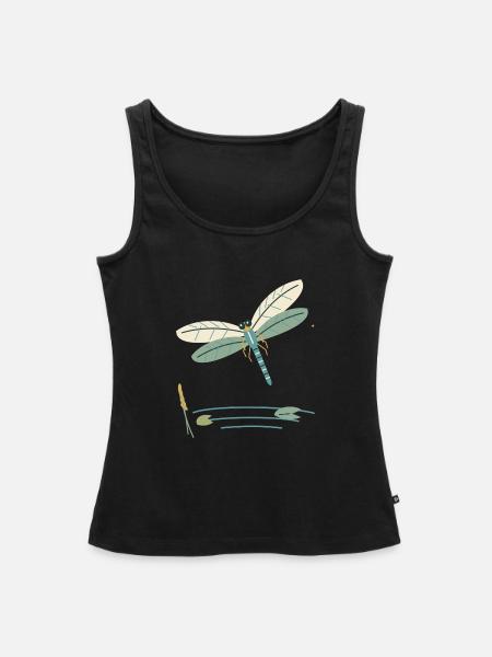 Libelle über einem Gartenteich - Frauen Premium Organic Tank Top - Schwarz