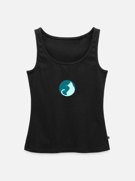 Katze mint petrol - Frauen Premium Organic Tank Top - Schwarz