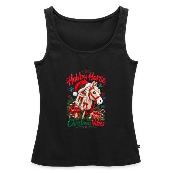 Niedliches Hobbypferd-Weihnachtsdesign - Frauen Premium Organic Tank Top - Schwarz - Vorne - AI Model Female 172 light (172cm)