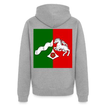 Nordrhein-Westfalen Maske - Unisex Premium Bio Zip Hoodie - Grau meliert - Hinten - Nico (187cm)