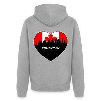 Edmonton Kanada Flagge Skyline Reise Souvenir - Unisex Premium Bio Zip Hoodie - Grau meliert - Hinten - Nico (187cm)