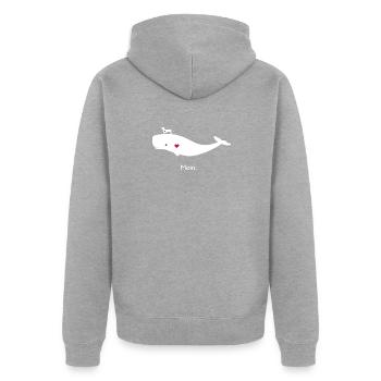 Pott und Teckel - Unisex Premium Bio Zip Hoodie - Grau meliert - Hinten - Nico (187cm)