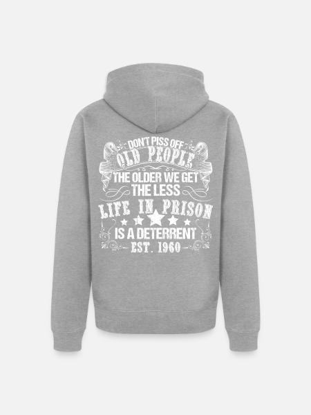 1960 Lebenslang - Unisex Premium Bio Zip Hoodie - Grau meliert