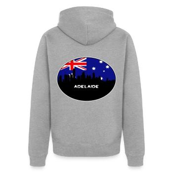 Adelaide Australien Flagge Skyline Silhouette Reisen - Unisex Premium Bio Zip Hoodie - Grau meliert - Hinten - Nico (187cm)