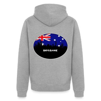 Brisbane Australien Flagge Skyline Silhouette Reisen - Unisex Premium Bio Zip Hoodie - Grau meliert - Hinten - Nico (187cm)