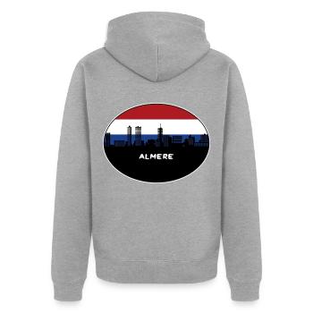 Almere Niederlande Flagge Skyline Silhouette Travel - Unisex Premium Bio Zip Hoodie - Grau meliert - Hinten - Nico (187cm)