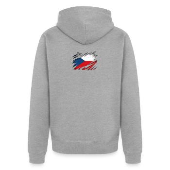 Tschechische Flagge - Unisex Premium Bio Zip Hoodie - Grau meliert - Hinten - Nico (187cm)