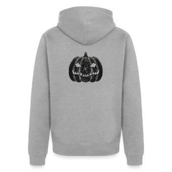 Halloween unter den Sternen | annie. - Unisex Premium Bio Zip Hoodie - Grau meliert - Hinten - Nico (187cm)