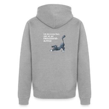 Ich bin nicht faul, das ist der Energiespar-Modus! - Unisex Premium Bio Zip Hoodie - Grau meliert - Hinten - Nico (187cm)