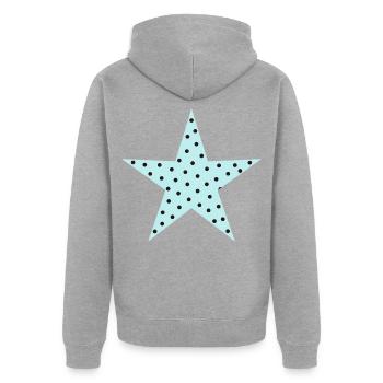 Pastellblauer Polka-Punkt-Stern - Unisex Premium Bio Zip Hoodie - Grau meliert - Hinten - Nico (187cm)
