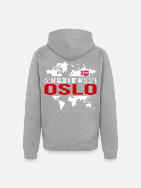 Oslo - Unisex Premium Bio Zip Hoodie - Grau meliert