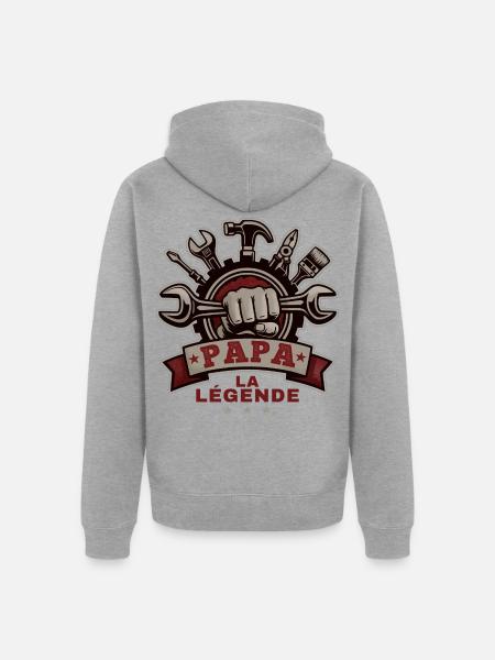 Papa, die Legende - Unisex Premium Bio Zip Hoodie - Grau meliert