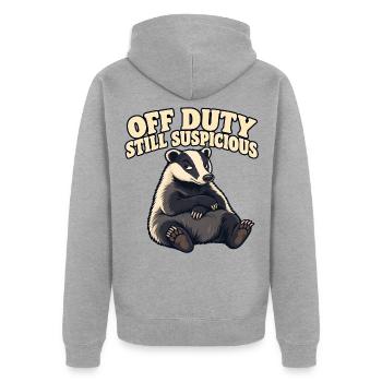 Außer Dienst stehender Dachs - Unisex Premium Bio Zip Hoodie - Grau meliert - Hinten - Nico (187cm)