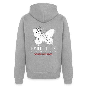 Gothic Schmetterling Wounds Into Wings - Unisex Premium Bio Zip Hoodie - Grau meliert - Hinten - Nico (187cm)