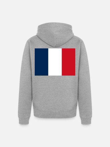 Frankreich - Unisex Premium Bio Zip Hoodie - Grau meliert
