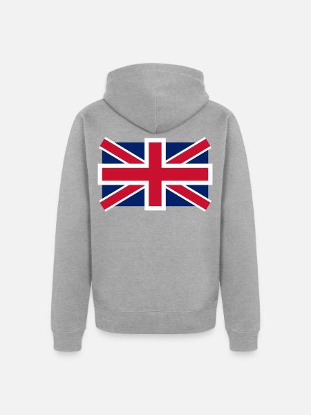royaume_uni - Unisex Premium Bio Zip Hoodie - Grau meliert