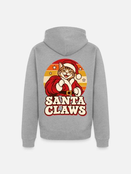 Santa Claws Katze Weihnachten - Unisex Premium Bio Zip Hoodie - Grau meliert