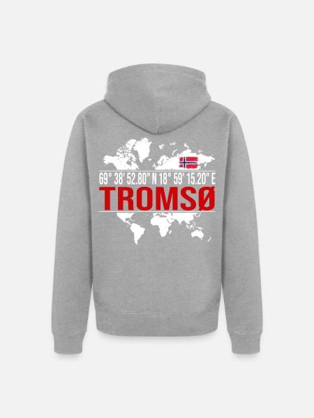 Tromsø - Unisex Premium Bio Zip Hoodie - Grau meliert