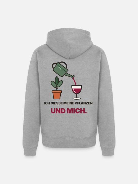 Gießen mit Wein und Grün - Unisex Premium Bio Zip Hoodie - Grau meliert