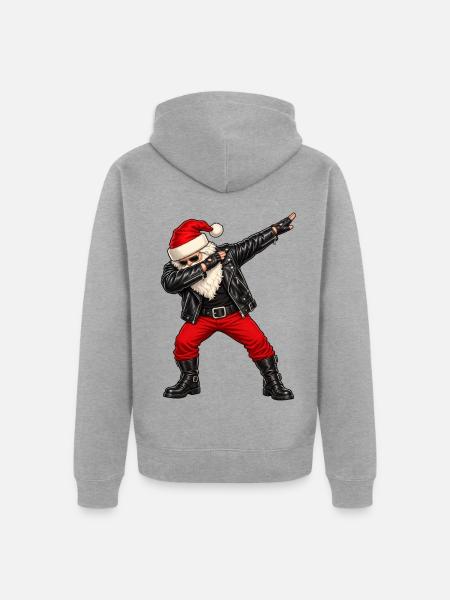 Weichnachten / Weichnachtsmann / Santa Dab - Unisex Premium Bio Zip Hoodie - Grau meliert