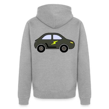 Blitzauto Silhouette - Unisex Premium Bio Zip Hoodie - Grau meliert - Hinten - Nico (187cm)
