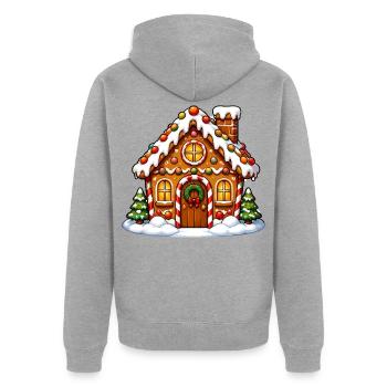 Zimtglockenhaus Winterzauber - Unisex Premium Bio Zip Hoodie - Grau meliert - Hinten - Nico (187cm)