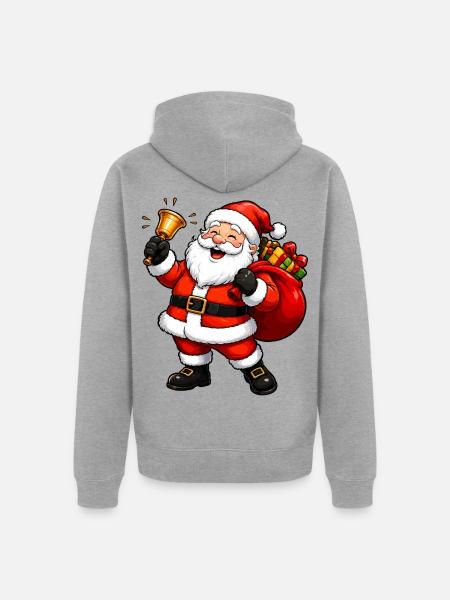 Weihnachtsmann Comic - Unisex Premium Bio Zip Hoodie - Grau meliert
