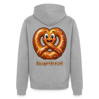 Laugenbrezel Kostüm Fasching Fasnet Verkleidung - Unisex Premium Bio Zip Hoodie - Grau meliert - Hinten - Nico (187cm)