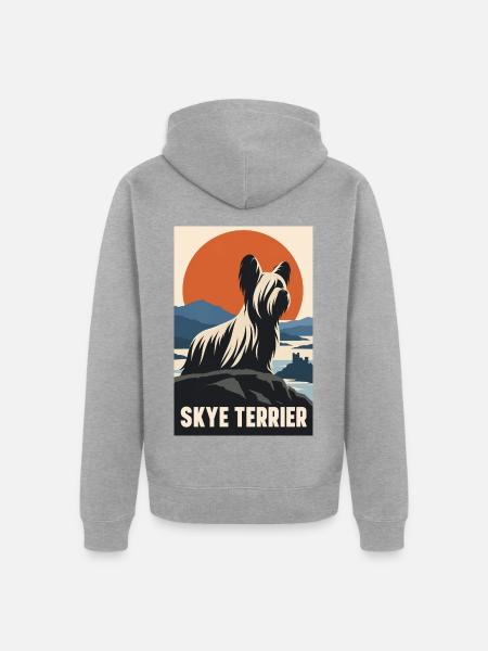 Skye Terrier - Unisex Premium Bio Zip Hoodie - Grau meliert