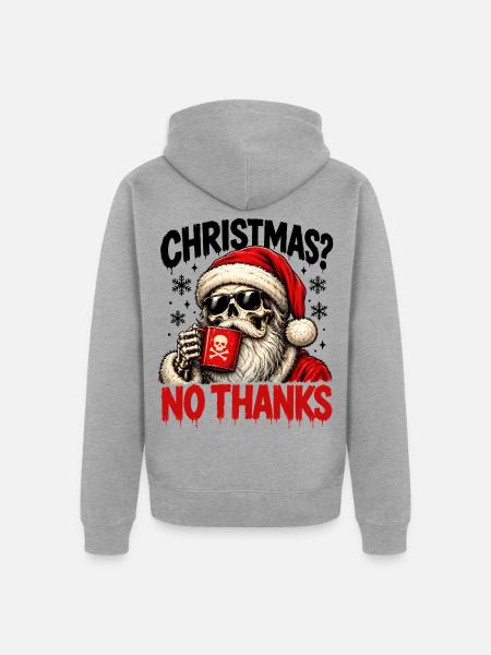 Skull Santa Nein danke - Unisex Premium Bio Zip Hoodie - Grau meliert