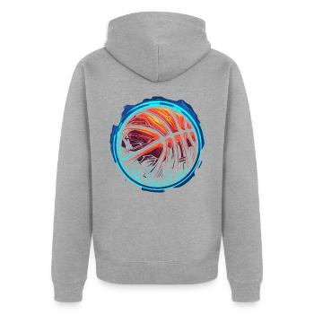 Basketball Ball Steamwave - Unisex Premium Bio Zip Hoodie - Grau meliert - Hinten - Nico (187cm)