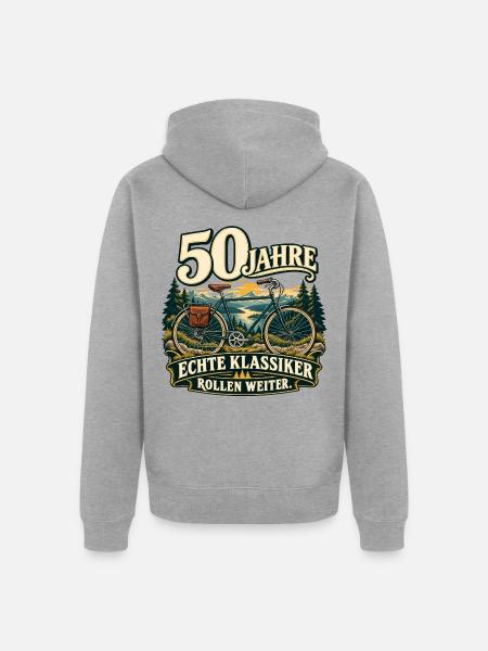 50 Jahre Echte Klassiker Fahrrad - Unisex Premium Bio Zip Hoodie - Grau meliert