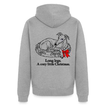 Gemütlicher Windhund zusammengerollt zu Weihnachten - Unisex Premium Bio Zip Hoodie - Grau meliert - Hinten - Nico (187cm)