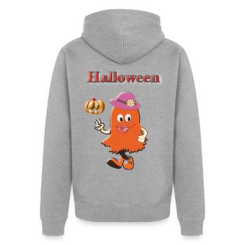 Halloween-Geistermädchen - Unisex Premium Bio Zip Hoodie - Grau meliert - Hinten - Nico (187cm)