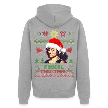 Blaise Pascal Pascal Weihnachten - Unisex Premium Bio Zip Hoodie - Grau meliert - Hinten - Nico (187cm)