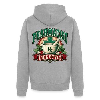 Lebensstil als Apotheker - Unisex Premium Bio Zip Hoodie - Grau meliert - Hinten - Nico (187cm)