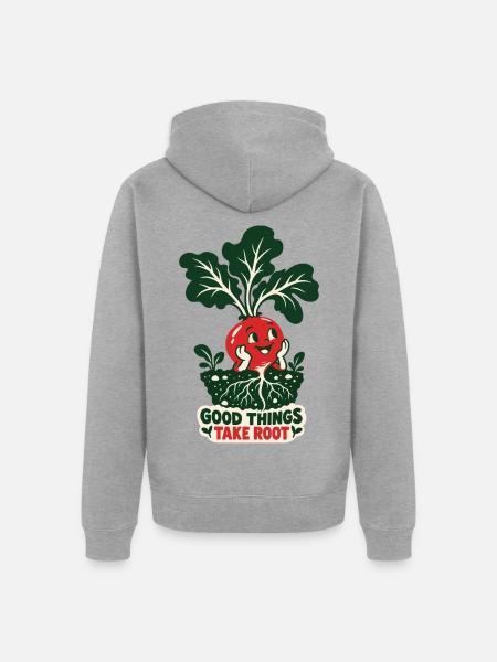 Gute Dinge Wachsen Wurzeln - Unisex Premium Bio Zip Hoodie - Grau meliert