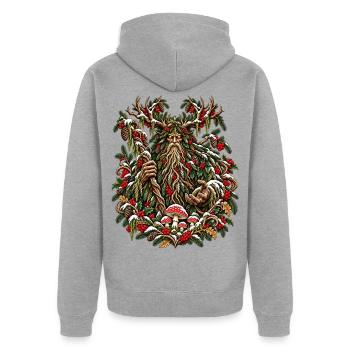 Weihnachtsleshy-Slawischer Waldgeist-Design - Unisex Premium Bio Zip Hoodie - Grau meliert - Hinten - Nico (187cm)