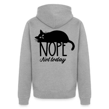 Nope not today cat  - Unisex Premium Bio Zip Hoodie - Grau meliert - Hinten - Nico (187cm)