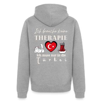Türkei Ich brauche keine Therapie Geschenkidee  - Unisex Premium Bio Zip Hoodie - Grau meliert - Hinten - Nico (187cm)