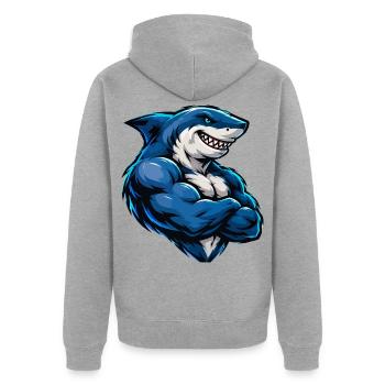 Hai Comic Muskeln - Unisex Premium Bio Zip Hoodie - Grau meliert - Hinten - Nico (187cm)