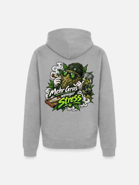 Mach Ma kein Stress - Unisex Premium Bio Zip Hoodie - Grau meliert